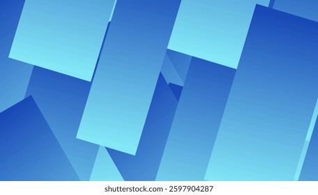 Blue gradient background with dynamic geometric rectangles and squares, creating a modern and futuristic abstract design. Perfect for branding, web design, posters, and digital graphics.