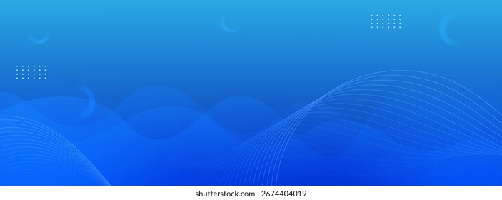 Blue gradient background with dynamic wave pattern, clean and professional.