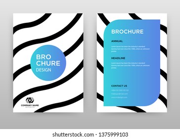 Blue gradient background frame on black bold lines. business brochure flyer design. Multipurpose abstract brochure template with cover. leaflet vector design. Annual report presentation. Vertical A4
