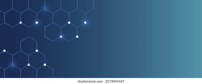 A blue gradient background with hexagonal patterns. The background is smooth and blue, featuring digital modern, tech-inspired design. Minimal abstract digital hexagon vector background