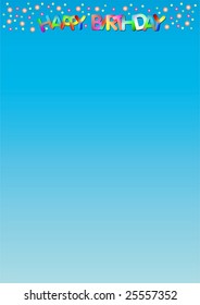 blue gradient background with the lettering "happy birthday" in the top