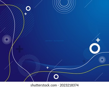 blue gradient background with lines and circles