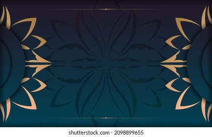 Blue gradient background with luxury gold pattern for design under your logo