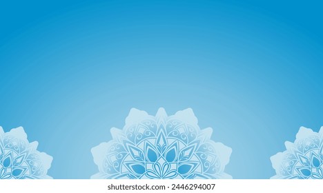 blue gradient background with mandala decoration