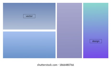 Blue gradient background set. Smooth minimalist blue tones design. Blurred abstract vector illustration