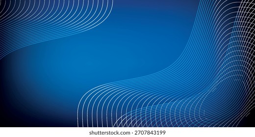 A blue gradient background with white, curved, parallel lines creating a dynamic and modern design.