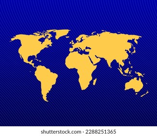 Blue gradient background, Yellow Map and curved lines design of World Map - vector illustration