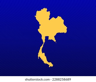 Blue gradient background, Yellow Map and curved lines design of the country Thailand - vector illustration