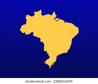 Blue gradient background, Yellow Map and curved lines design of the country Brazil - vector illustration