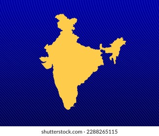 Blue gradient background, Yellow Map and curved lines design of the country India - vector illustration