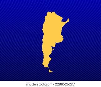 Fondo de degradado azul, Mapa amarillo y diseño de líneas curvadas del país Argentina - ilustración vectorial