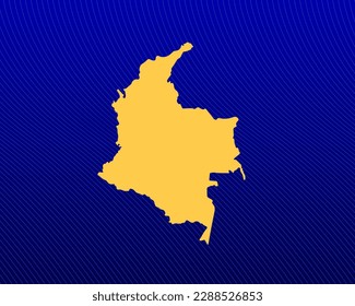 Blue gradient background, Yellow Map and curved lines design of the country Colombia - vector illustration
