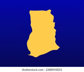 Blue gradient background, Yellow Map and curved lines design of the country Ghana - vector illustration