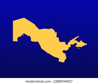 Blue gradient background, Yellow Map and curved lines design of the country Uzbekistan - vector illustration