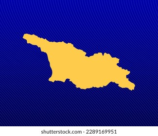 Fondo de degradado azul, Mapa amarillo y diseño de líneas curvadas del país Georgia - ilustración vectorial