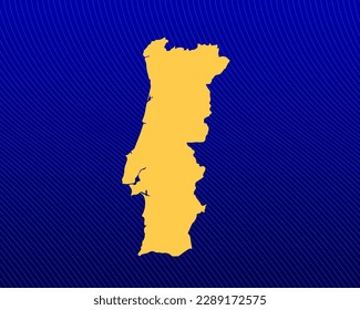 Blue gradient background, Yellow Map and curved lines design of the country Portugal - vector illustration