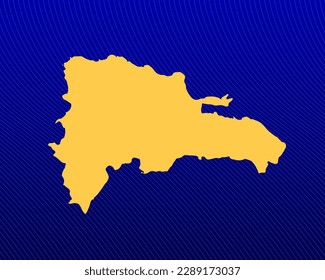 Blue gradient background, Yellow Map and curved lines design of the country Dominican Republic - vector illustration