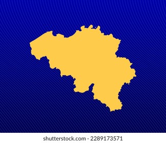 Blue gradient background, Yellow Map and curved lines design of the country Belgium - vector illustration