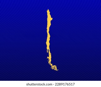 Blue gradient background, Yellow Map and curved lines design of the country Chile - vector illustration