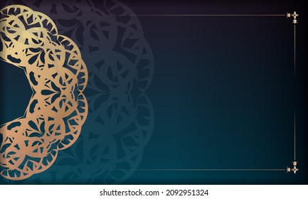 Blue gradient banner with abstract gold pattern and place for text