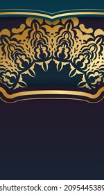 Banner de degradado azul con patrón de oro abstracto y colocar bajo su logotipo o texto