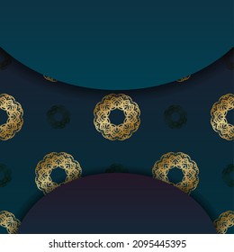 Blue gradient banner with abstract gold ornament for design under your text