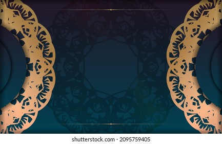 Blauer Farbverlauf-Banner mit abstraktem goldenem Muster und Platz unter Ihrem Logo