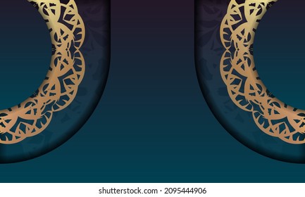 Blue gradient banner with indian gold ornaments and text space