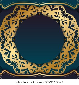 Blue gradient banner with luxurious gold ornament for design under your text