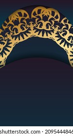 Blue gradient banner with luxury gold pattern for design under your logo
