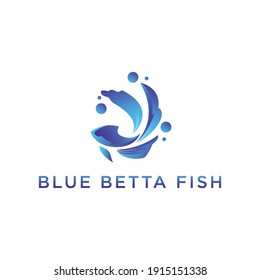Blue Gradient Betta Fish Logo Design for Business Company 