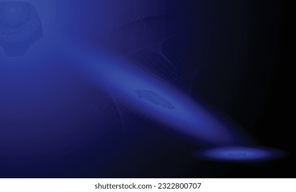 Blue gradient black background composed of wave line stripes and blue light