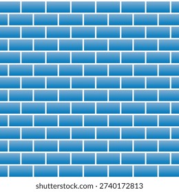 Blue gradient brick wall seamless pattern vector. Geometric background with rectangular blocks. Modern texture for construction, wallpaper and game design. Abstract masonry surface.
