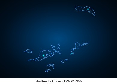 Blue gradient British Virgin Islands map. Detailed, Mercator projection.British Virgin Islands map filled with light blue gradient. High resolution. Mercator projection.