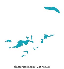Blue gradient British Virgin Islands map. Detailed, Mercator projection.British Virgin Islands map filled with light blue gradient. High resolution. Mercator projection.