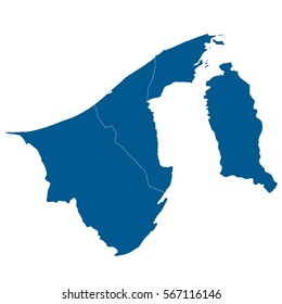 Blue gradient Brunei map. Detailed, Mercator projection.