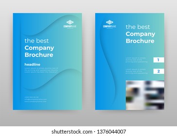 Blue gradient business annual report brochure flyer design. Multipurpose abstract brochure template, include cover and back pages. Geometric flyer leaflet vector design. Vertical A4 format.