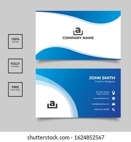 Blue gradient business card templates design. Vector illustration EPS 10