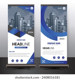 Blue Farbverlauf Business Roll-up Banner Vertikal Template Design, für Broschüren, Business, Flyer, Infografiken. moderne x-banner- und Flaggenbanner-Werbung. Vektorgrafik