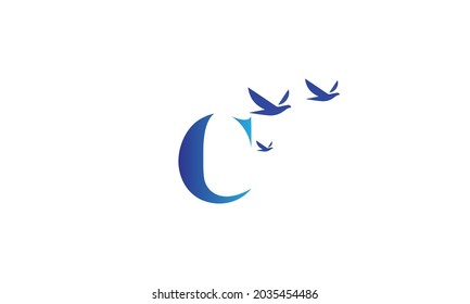 blue gradient C alphabet letter logo template. Creative design icon for company and business