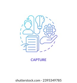 Blue gradient capture thin line icon concept, isolated vector, illustration representing knowledge management.