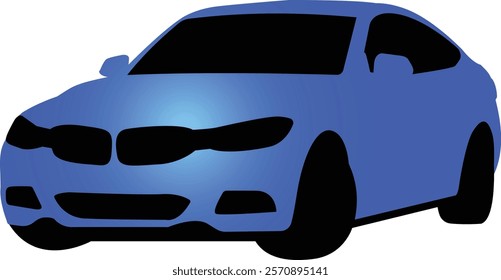 Blue gradient Car silhouette vector illustration isolated on a white background