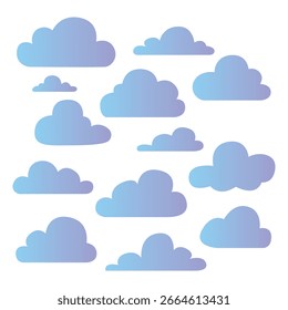 Blue Gradient Cartoon Clouds on White Background - Powered by Shutterstock - Get 15% off with code: PIKWIZARD15