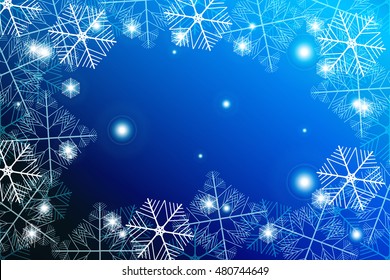 blue gradient christmas background with White snowflakes, Vector illustration. Merry Christmas and Happy New year theme. For greeting card, presentation, design