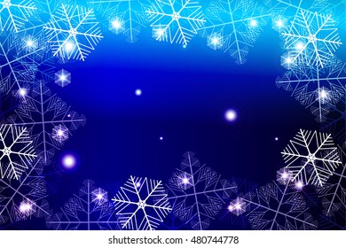 blue gradient christmas background with White snowflakes, Vector illustration. Merry Christmas and Happy New year theme. For greeting card, presentation, design