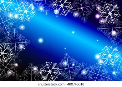 blue gradient christmas background with White snowflakes, Vector illustration. Merry Christmas and Happy New year theme. For greeting card, presentation, design