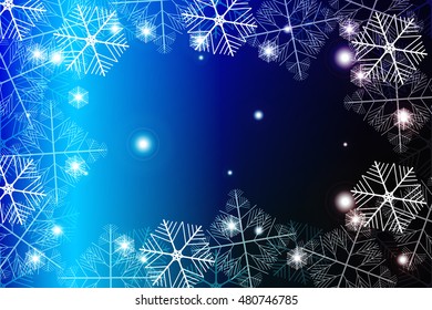 blue gradient christmas background with White snowflakes, Vector illustration. Merry Christmas and Happy New year theme. For greeting card, presentation, design