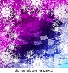 blue gradient christmas background with White snowflakes on polygonal pattern, Vector illustration. Merry Christmas and Happy New year theme. For greeting card, presentation, design