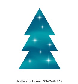 Árbol de Navidad degradado azul aislado en blanco. Árbol Mágico Geométrico De Invierno Festivo. Elemento de diseño