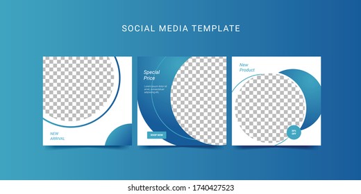 Blue Gradient With Circle Elements Social Media Template Premium